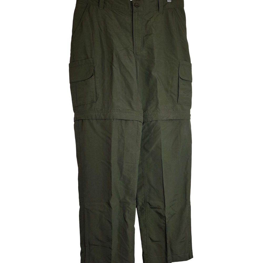 Cabela's Convertible Cargo Hiking Pants Mens Large Olive Zip Off UPF 30 Nylon